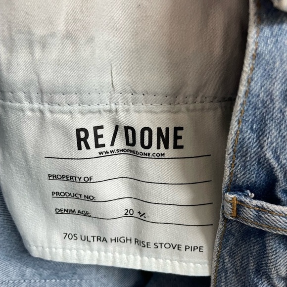 NEW RE/DONE 70s Ultra High Rise Stove Pipe Button Fly Jeans Size 32 - Picture 8 of 16